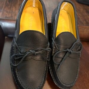 Brand New Quoddy Grizzly Black Hand Stitched Leather Loafers,  Yellow Lining